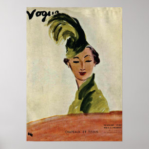 Paris Vogue Cover ~ Hats & Fabrics 1935 Poster