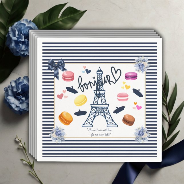 Paris w/ Love for Our Sweet Bebe Baby Shower  Napkin (Creator Uploaded)