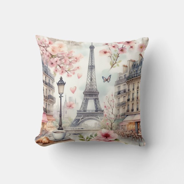 paris watercolor cushion (Front)
