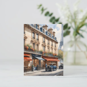 Paris watercolor painting postcard