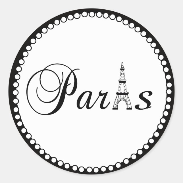 Paris Wedding Favour Cake Box Stickers (Front)