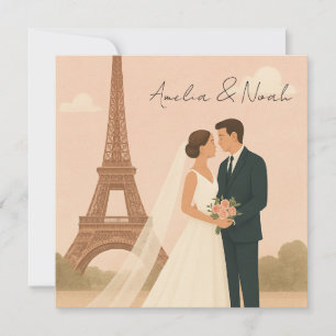 Paris Wedding Invitation   Elegant Eiffel Tower 