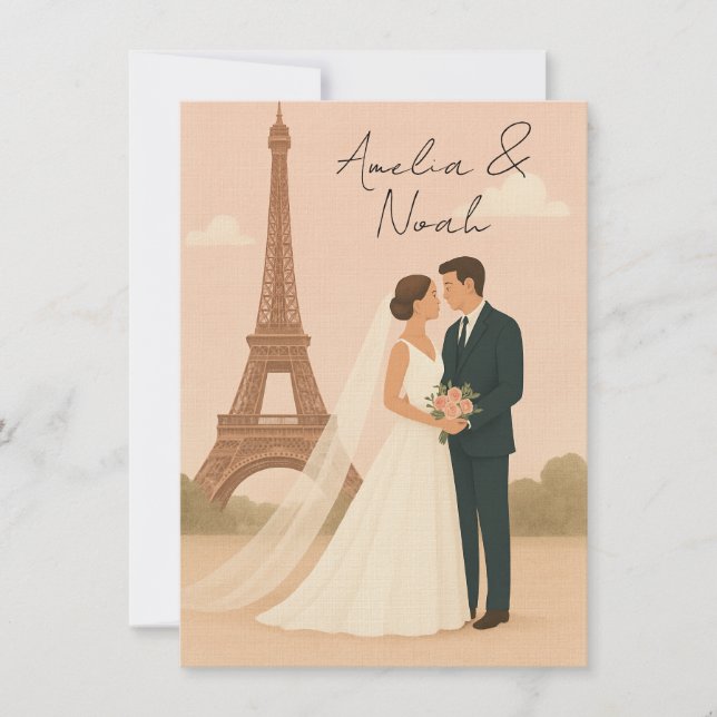 Paris Wedding Invitation | Elegant Eiffel Tower  (Front)
