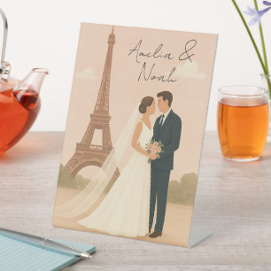 Paris Wedding Invitation   Elegant Eiffel Tower  Pedestal Sign