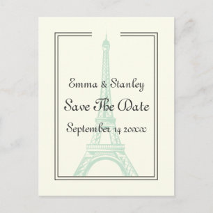 Paris wedding mint Eiffel Tower Save the Date Announcement Postcard