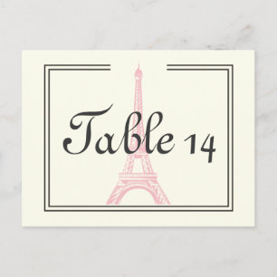Paris wedding pink Eiffel Tower ivory table number Postcard