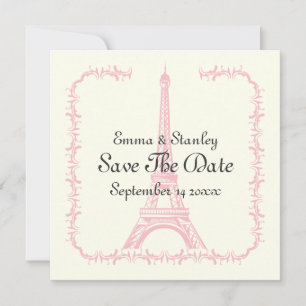 Paris wedding pink Eiffel Tower Save the Date