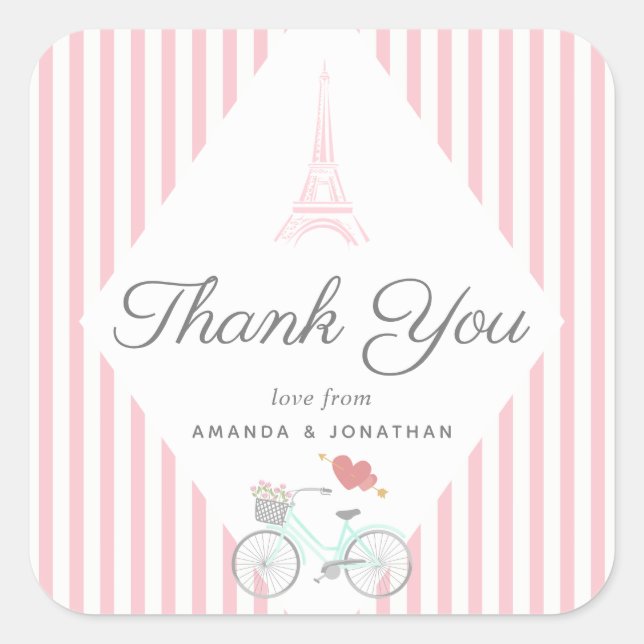 Paris Wedding Square Sticker (Front)