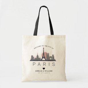 Paris Wedding Stylised Skyline Tote Bag