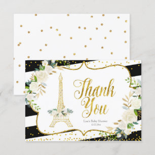 Paris White Floral Bridal Shower Thank You Card
