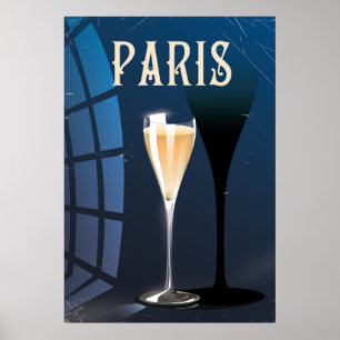 Paris wine drink vintage style travel poster
