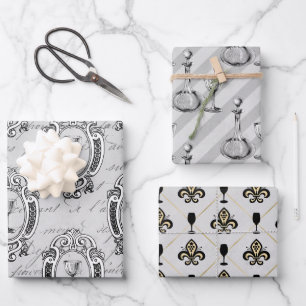 Paris Wine Wrapping Paper Sheet