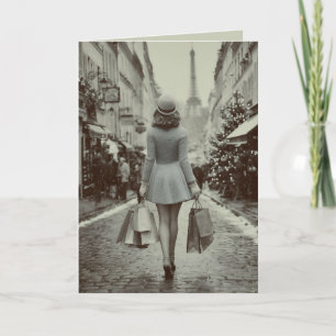 Paris Winter Shopping Stroll Holiday Card