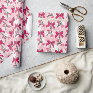 Paris With  A Bow  Wrapping Paper