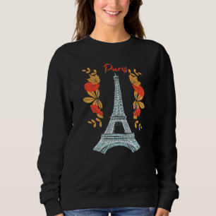 Paris With Autumn Leaves Eiffel Tower in Fall Fren Sweatshirt