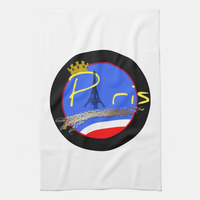 Paris with Crown Eiffel Tower Kitchen Towel (Vertical)