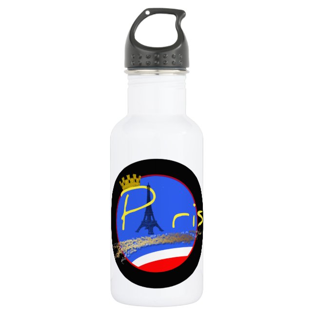 Paris with Crown Eiffel Tower Water Bottle 3 (Front)