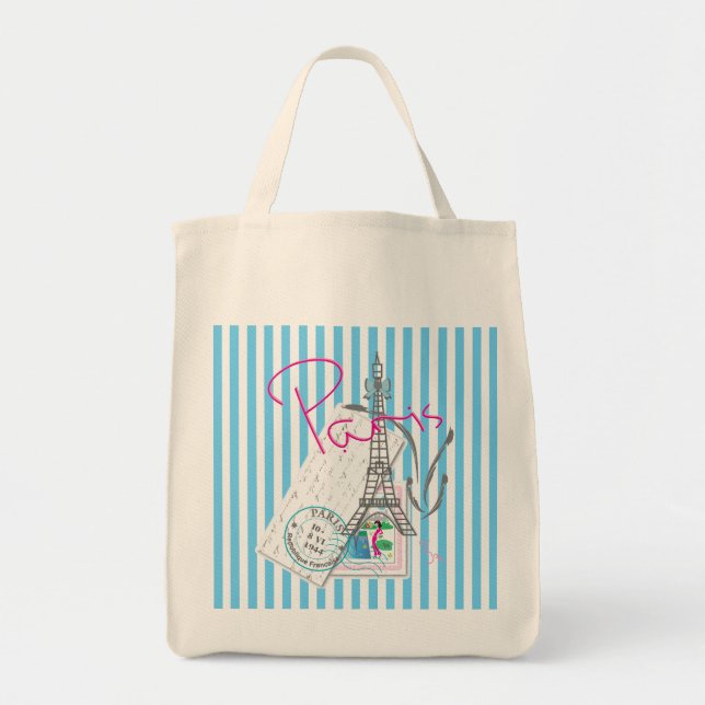 Paris with love and Eiffel Tower Tote Bag (Front)