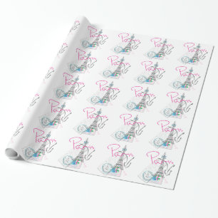 "Paris with Love and Eiffel Tower Wrapping Paper
