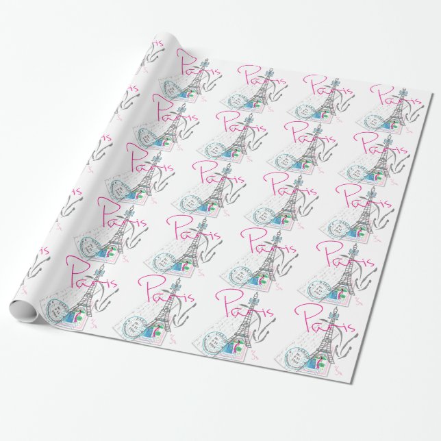 PARIS with love Wrapping Paper (Unrolled)