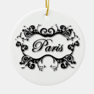 Paris with Scrolls Ceramic Tree Decoration