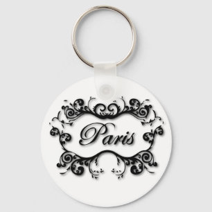 Paris with Scrolls Key Ring