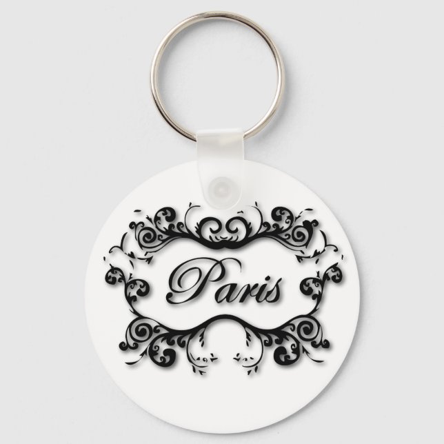 Paris with Scrolls Key Ring (Front)