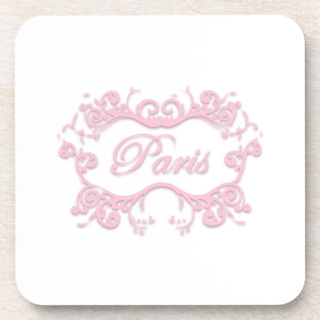 Paris with Scrolls pink Coaster (Front)