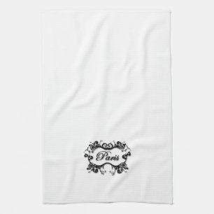 Paris with Scrolls Tea Towel
