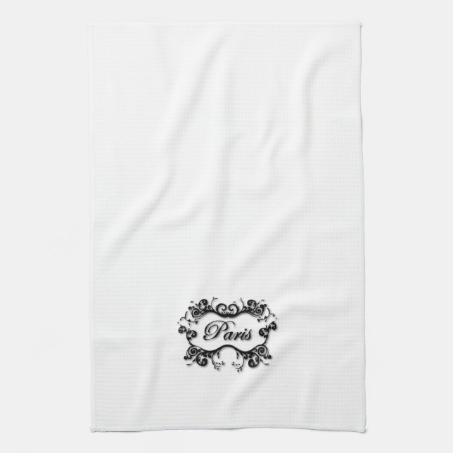 Paris with Scrolls Tea Towel (Vertical)