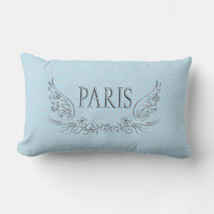 Paris with Wings and Flower design Lumbar Cushion