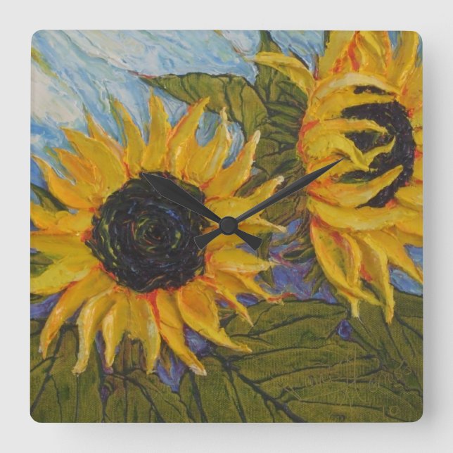 Paris' Yellow Sunflowers Wall Clock (Front)