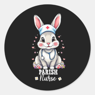 Parish Nurse Bunny With Stethoscope Easter Nurse  Classic Round Sticker