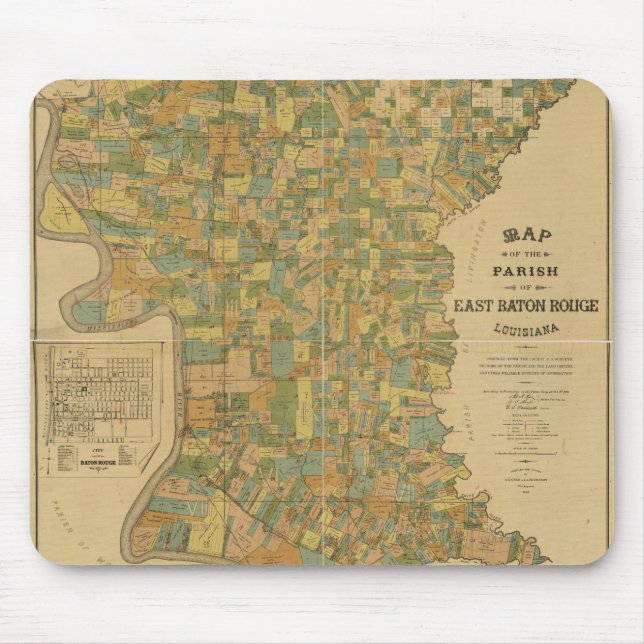 Parish of East Baton Rouge, Louisiana Map (1895) Mouse Pad (Front)