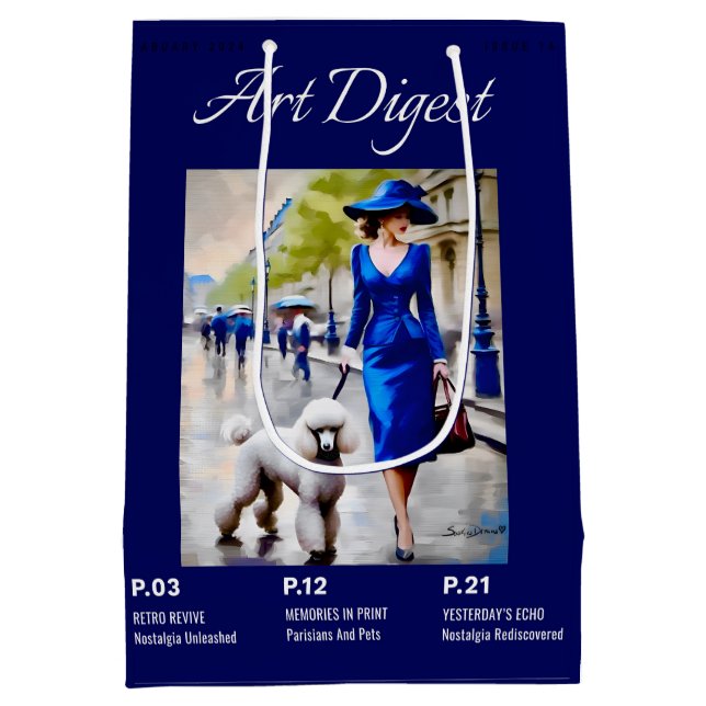 Parisian And Pets Poodle  Medium Gift Bag (Back)