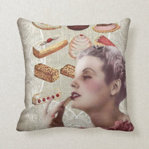 parisian bakery cupcake pastry retro cookies cushion