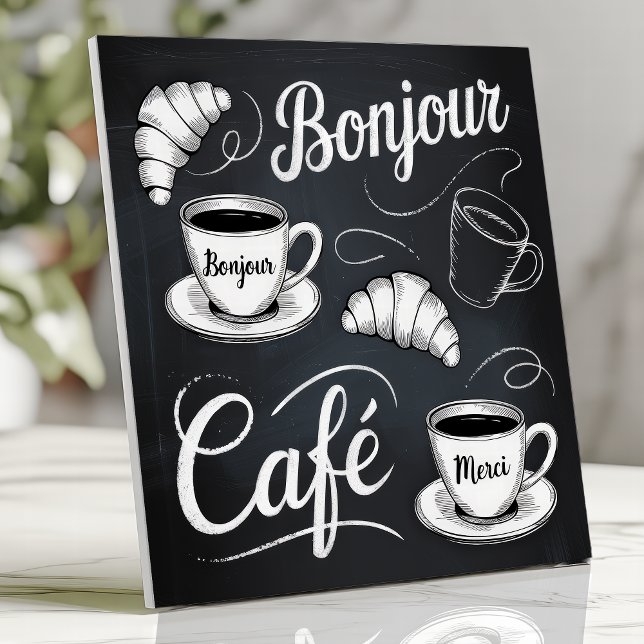 Parisian Bistro Chalkboard Café Ceramic Tile (Creator Uploaded)