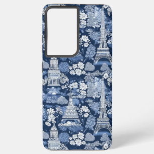 Parisian Blue Toile patterned fabric Samsung Galaxy Case