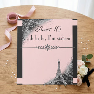 Parisian Blush Pink Eiffel Tower Sweet 16 Night Notepad