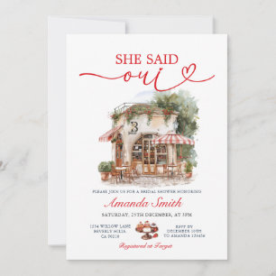 Parisian Cafe Afternoon She Said Oui Bridal Shower Invitation