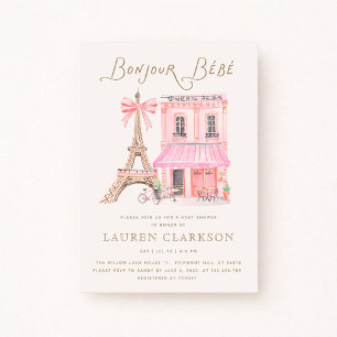 Parisian Café Bonjour Bébé Baby Shower Invitation