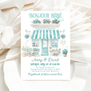 Parisian Cafe Bonjour Bebe theme Baby Shower Invitation