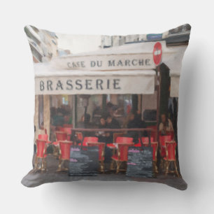 Parisian Cafe Brasserie Outdoor Throw Pillow