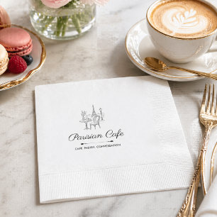 Parisian Café Custom Business Logo Cocktail Napkin