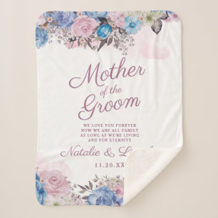 Parisian Charm Blue & Pink Mother of the Groom Sherpa Blanket
