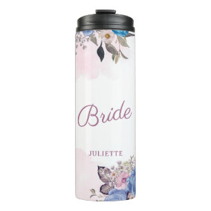 Parisian Charm Chic Floral Personalised Bride Thermal Tumbler