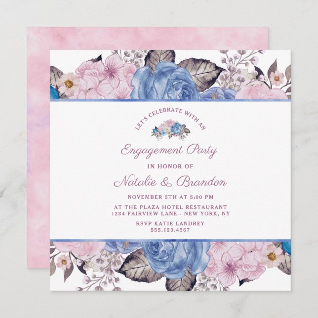 Parisian Charm Let's Celebrate Engagement Party Invitation (Front/Back)