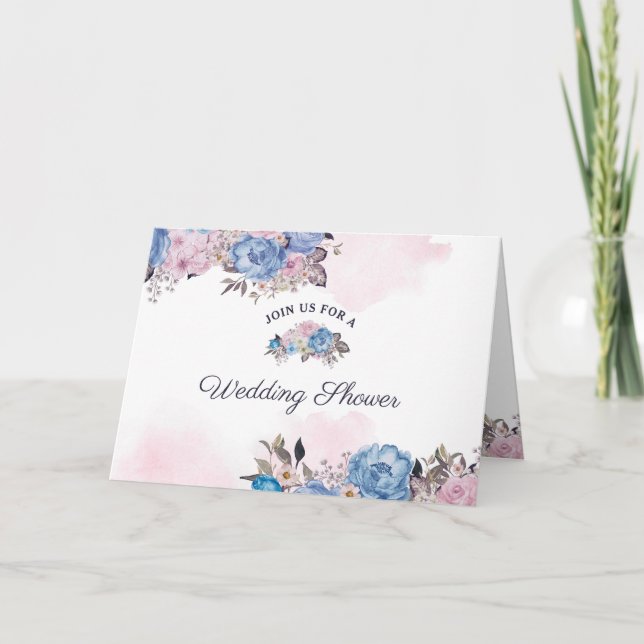 Parisian Charm Pink Floral Couple's Wedding Shower Invitation (Front)