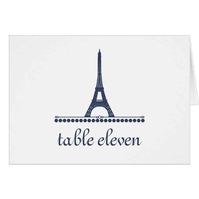 Parisian Chic Table Number Card, Blue (Front Horizontal)