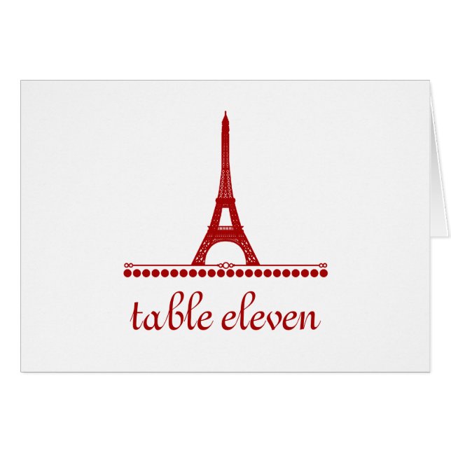 Parisian Chic Table Number Card, Red (Front Horizontal)